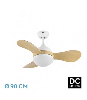 Ventilador de Techo SOLIDO DC Blanco 24W 2640Lm 3 Aspas Haya CCT