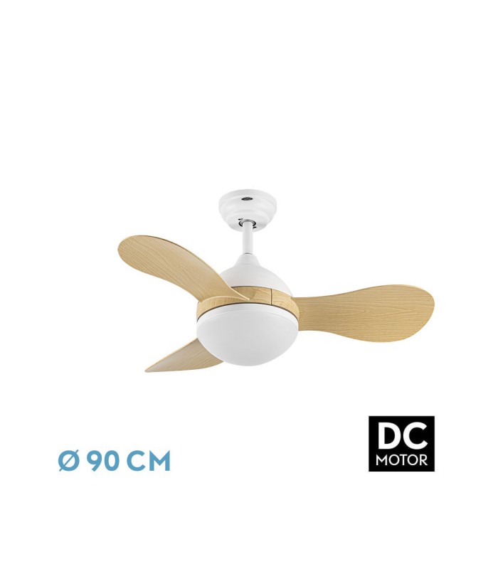 Ventilador de Techo SOLIDO DC Blanco 24W 2640Lm 3 Aspas Haya CCT