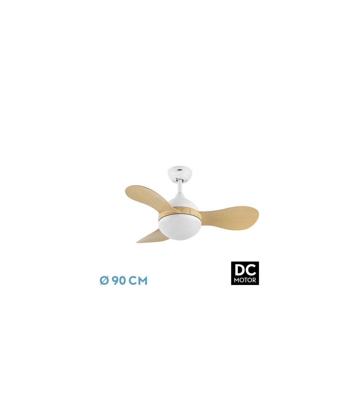 Ventilador de Techo SOLIDO DC Blanco 24W 2640Lm 3 Aspas Haya CCT