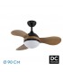 Ventilador de Techo SOLIDO DC Negro 24W 2640Lm 3 Aspas Madera CCT