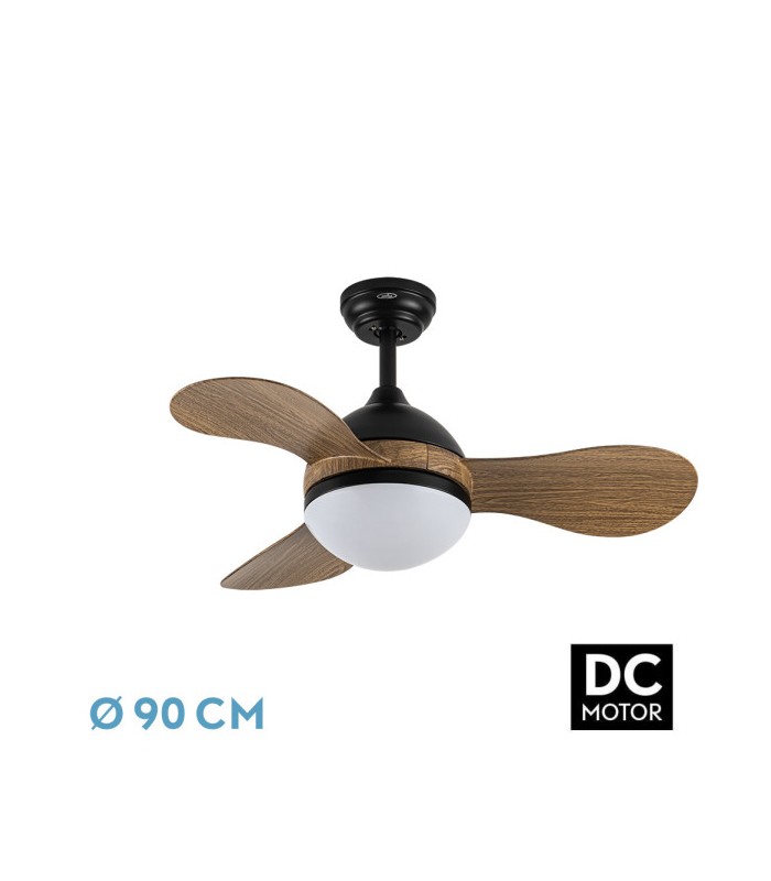 Ventilador de Techo SOLIDO DC Negro 24W 2640Lm 3 Aspas Madera CCT