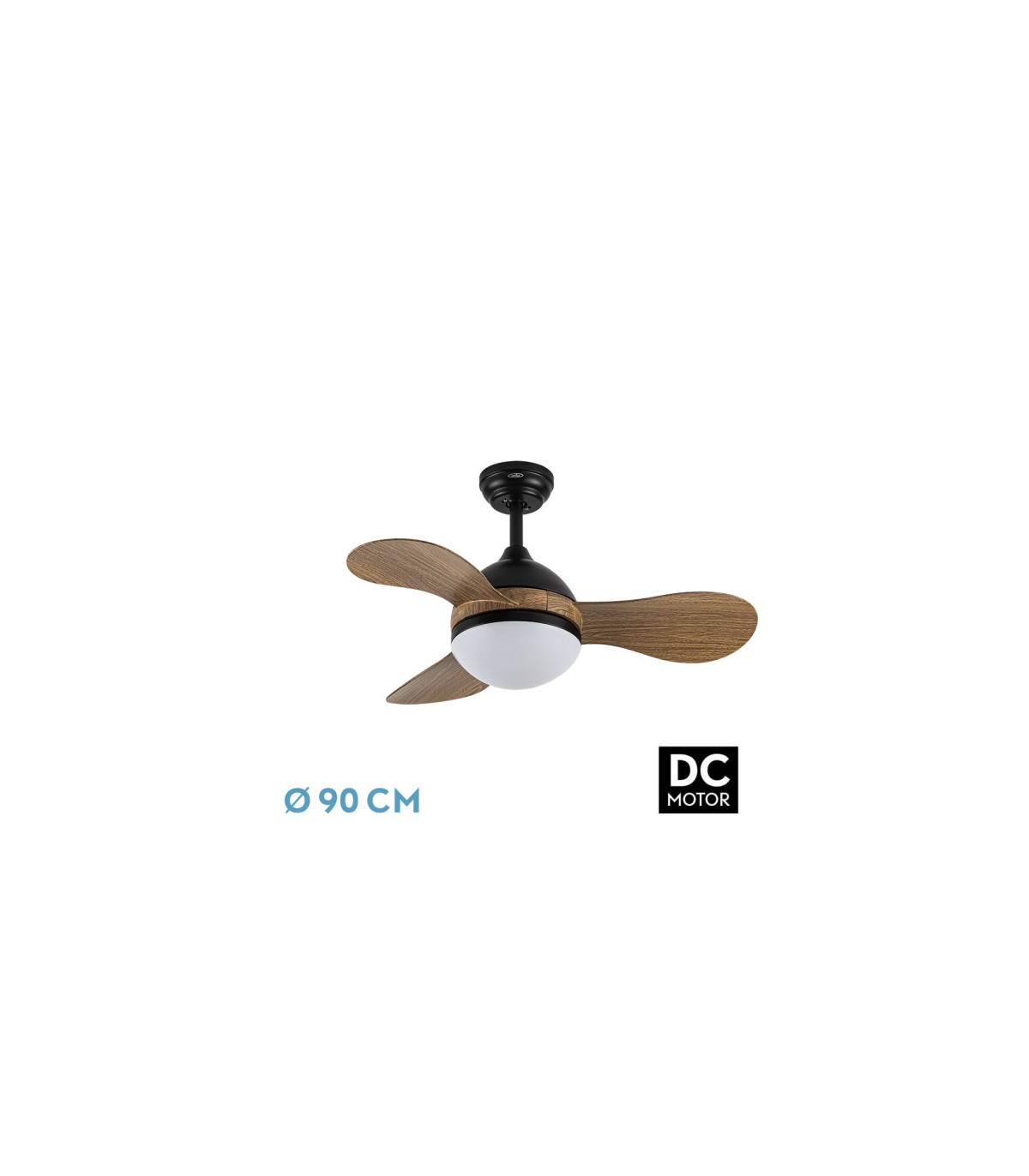 Ventilador de Techo SOLIDO DC Negro 24W 2640Lm 3 Aspas Madera CCT