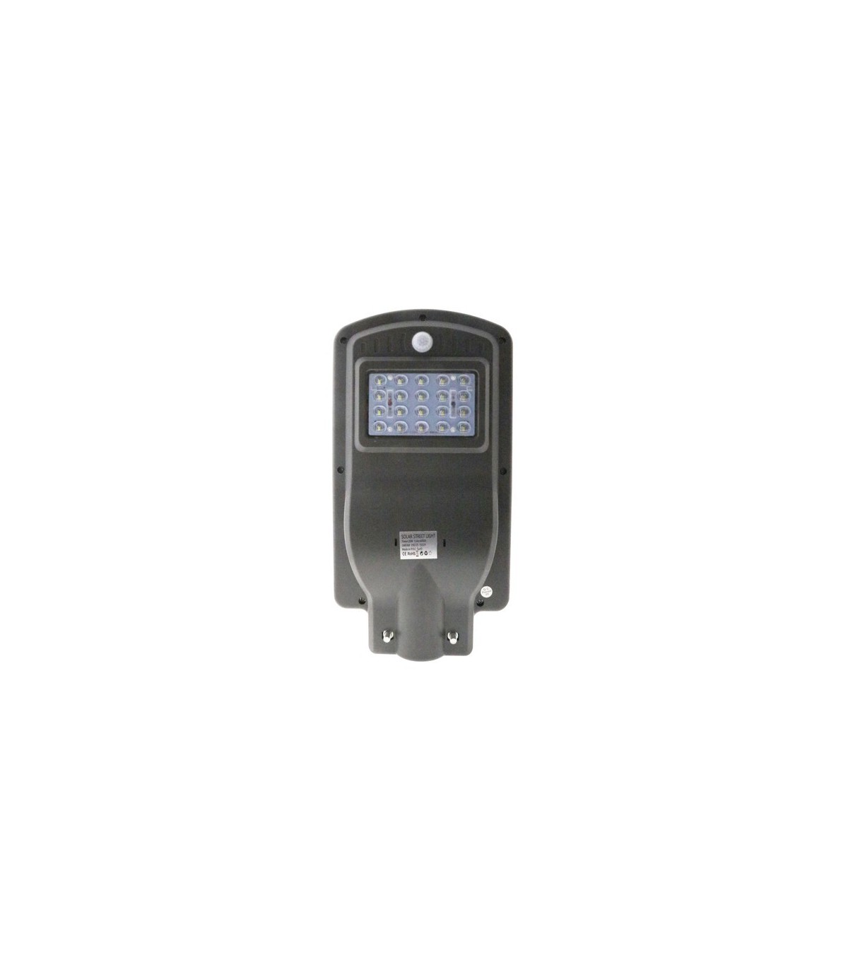 Farola LED Solar 20W 1.500Lm 140ºx75º Sensor crepuscular IP65 6000K