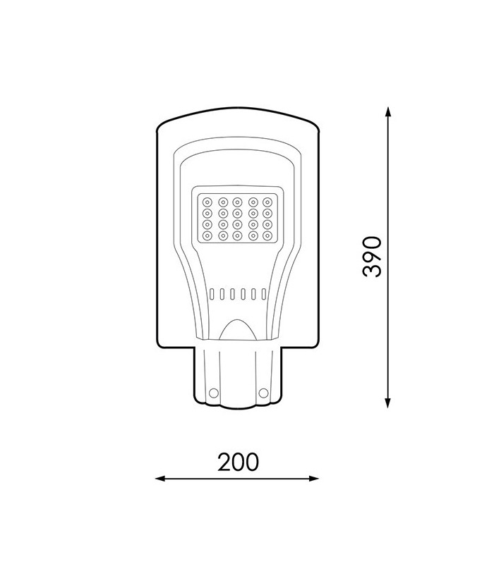 Farola LED Solar 20W 1.500Lm 140ºx75º Sensor crepuscular IP65 6000K