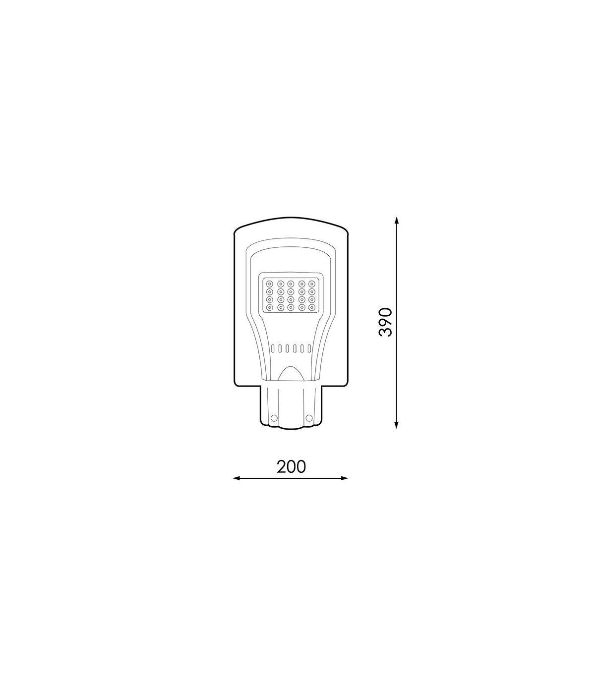 Farola LED Solar 20W 1.500Lm 140ºx75º Sensor crepuscular IP65 6000K