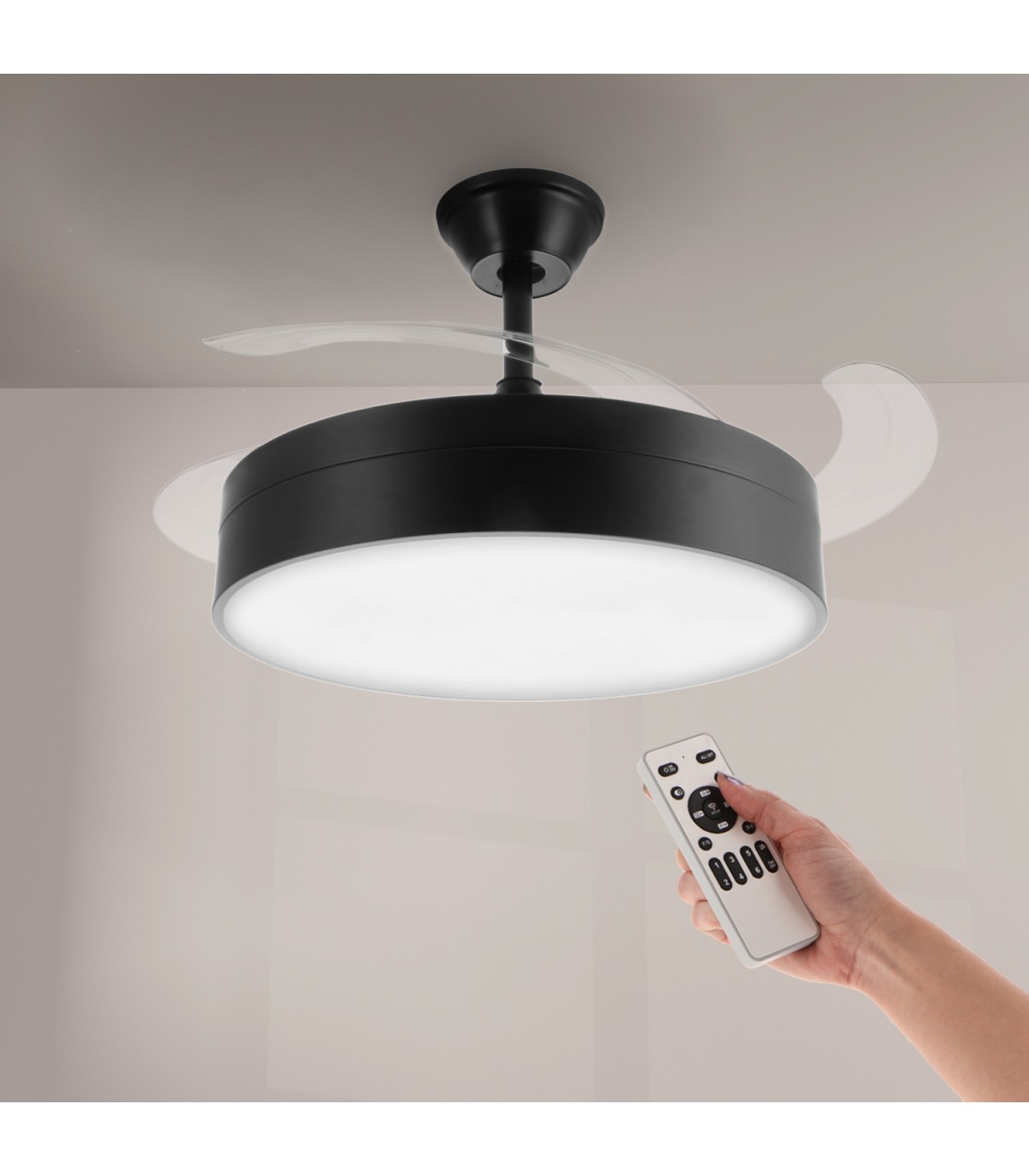 Ventilador de techo Messe APP DC 72W 3360Lm Negro 4 Aspas CCT