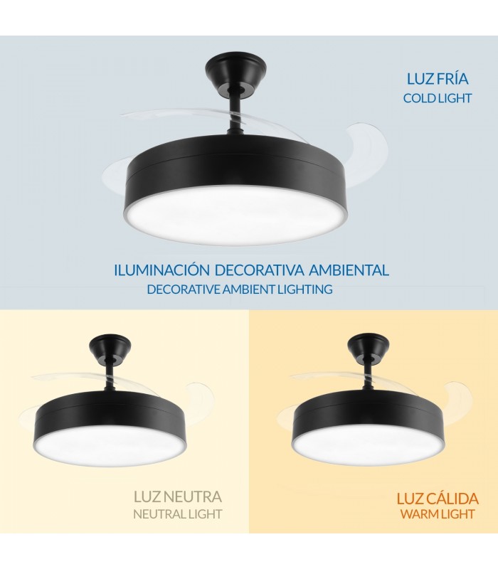 Ventilador de techo Messe APP DC 72W 3360Lm Negro 4 Aspas CCT