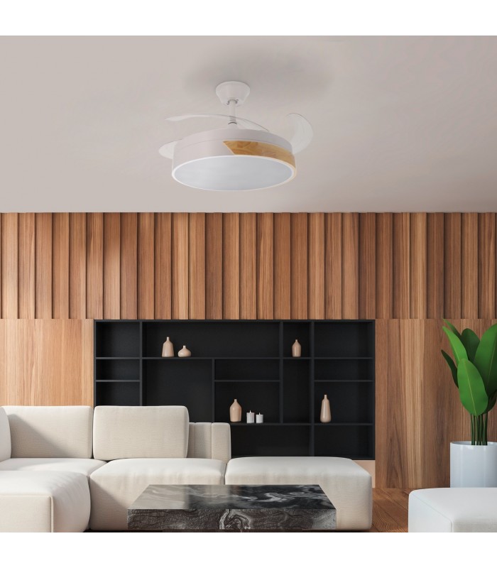 Ventilador de techo Messe APP DC 72W 3360Lm Blanco/Haya 4 Aspas CCT