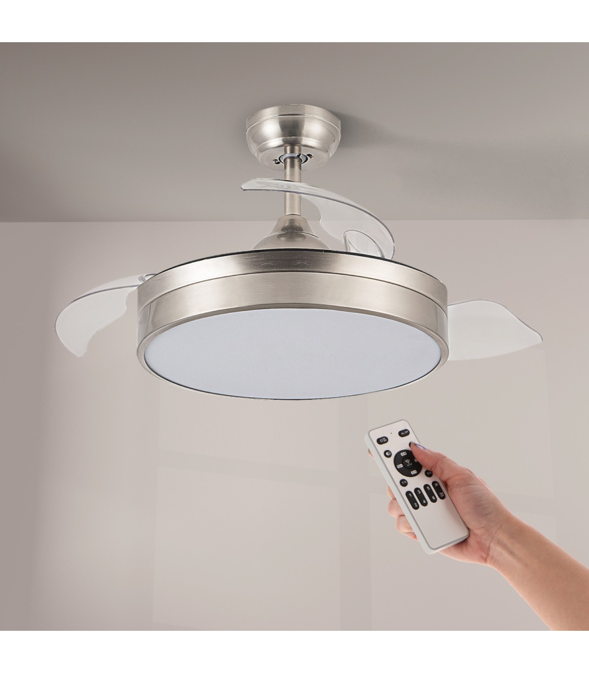 Ventilador de techo Messe APP DC 72W 3360Lm Niquel 4 Aspas CCT