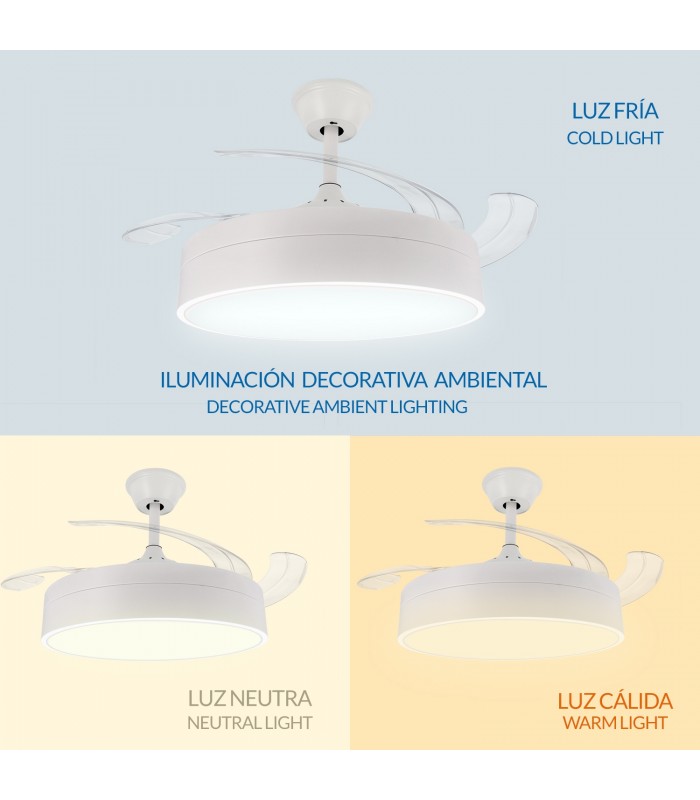 Ventilador de techo Messe APP DC 72W 3360Lm Blanco 4 Aspas CCT