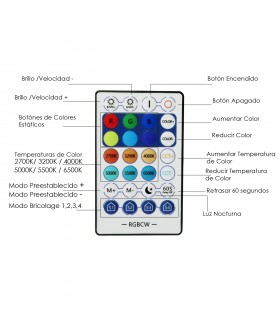 Controlador WiFi con Mando RGBW DC12-24V 144-288W