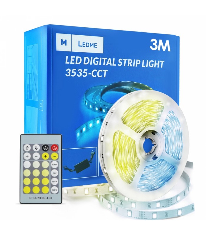 Kit Tira Led 22W 1760Lm Fuente + Mando IP20 CCT -3 Metros-