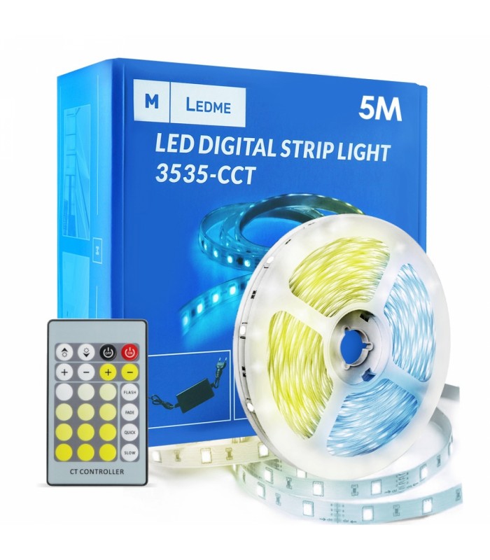 Kit Tira Led 30W 2400Lm Fuente + Mando IP20 CCT -5 Metros-