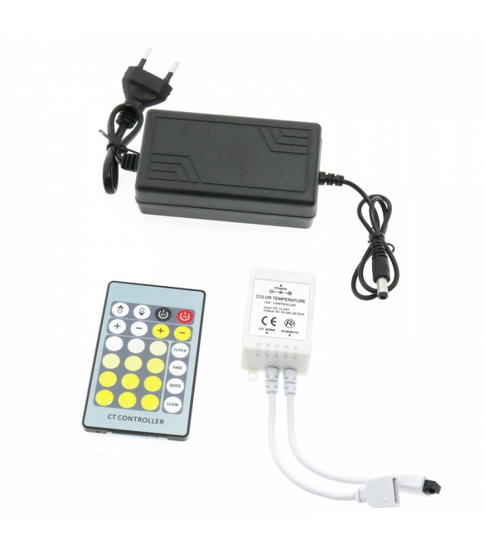 Kit Tira Led 30W 2400Lm Fuente + Mando IP20 CCT -5 Metros-