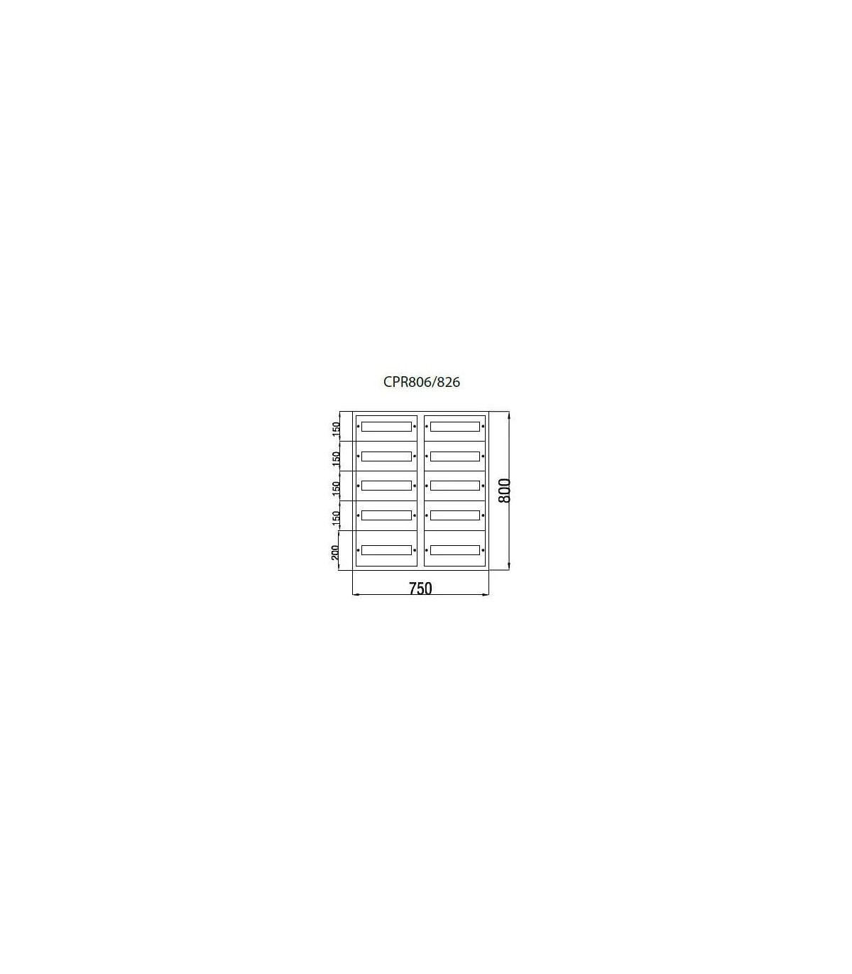 Envolvente Modular Empotrado 150 Módulos 10 Filas 800x750x165mm IP54