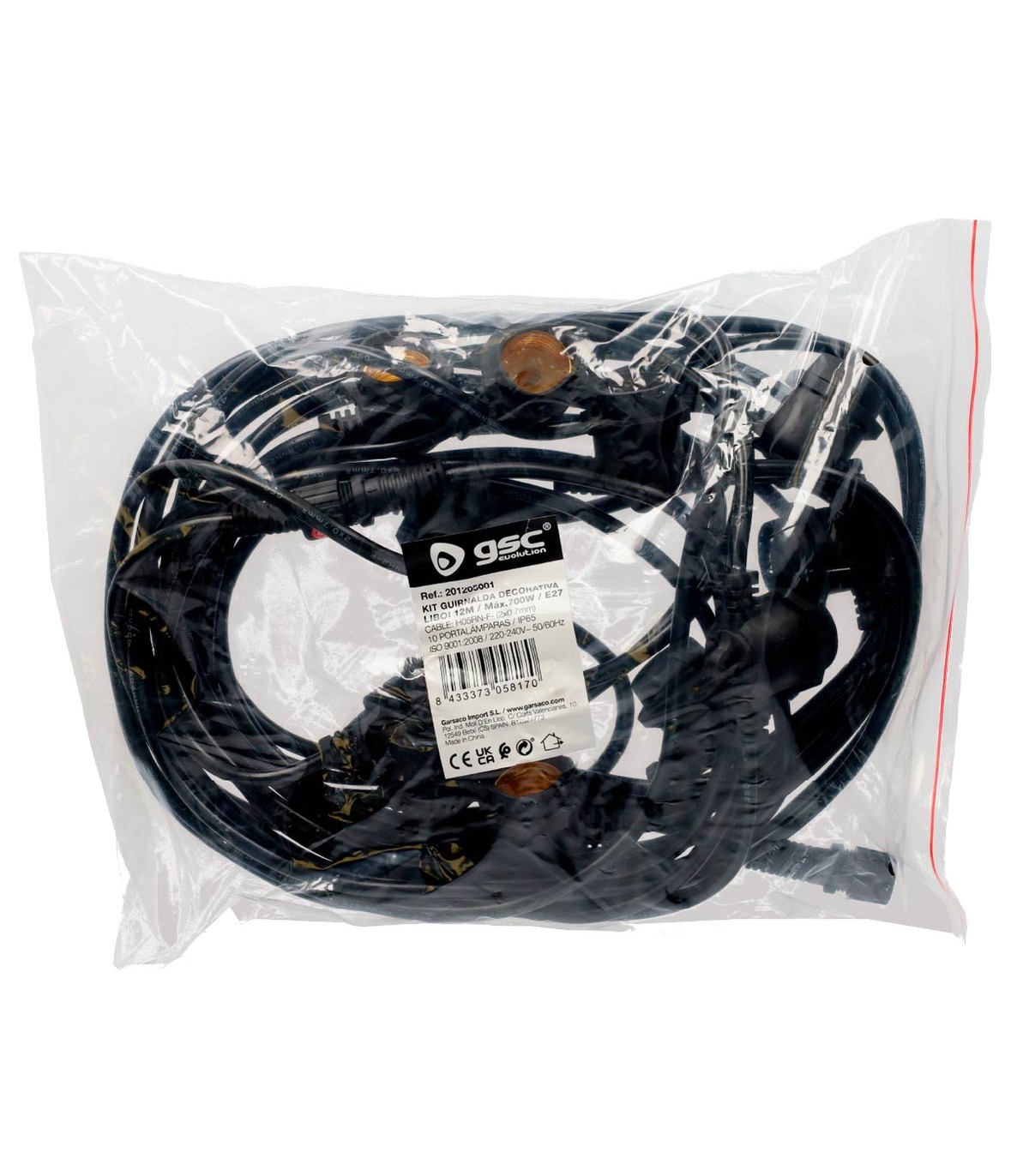 Guirnalda Liboi 12 Metros 10 Casquillos E27 Exterior IP65