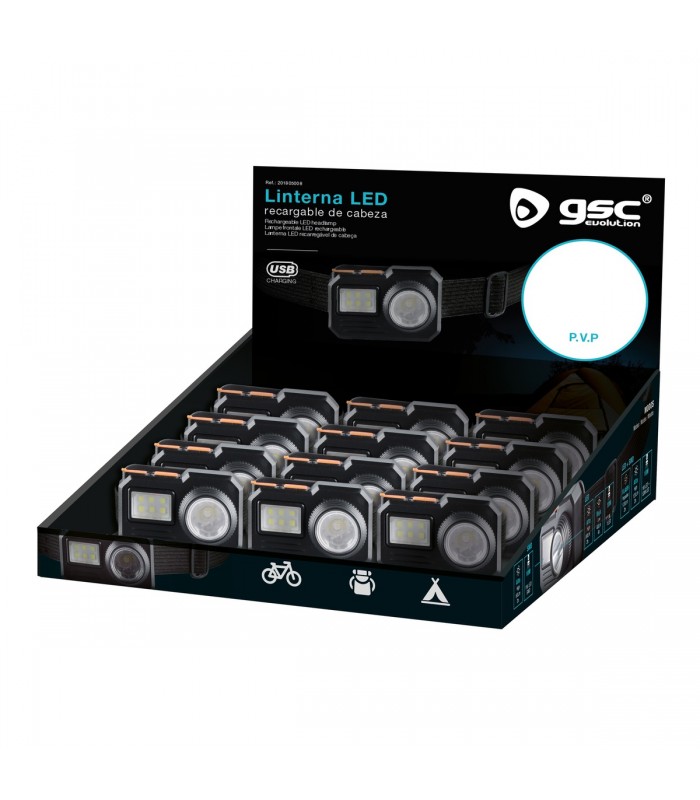 Linterna Cabeza LED 1W+1W Recargable
