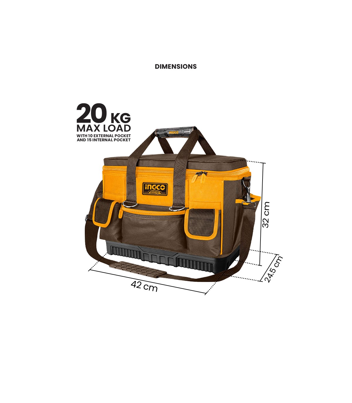 Bolsa Portaherramientas 25 Bolsillos 16" INGCO