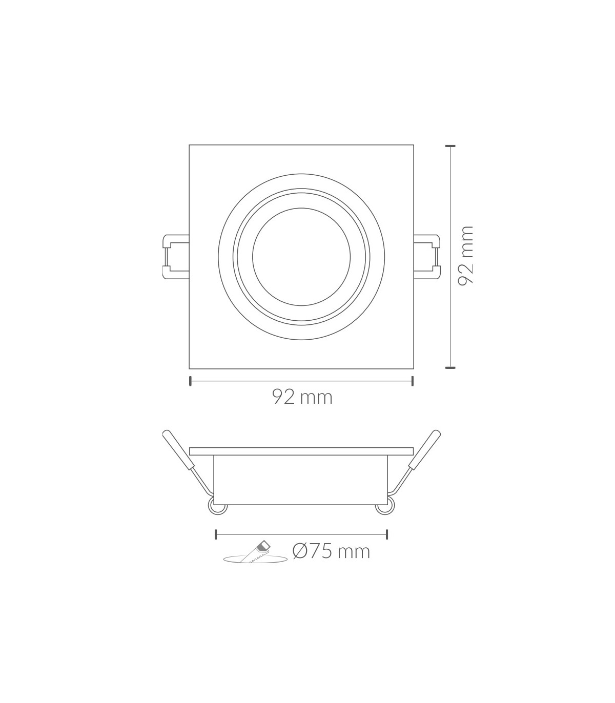 Aro Cuadrado Basculante GU10 Mármol Blanco