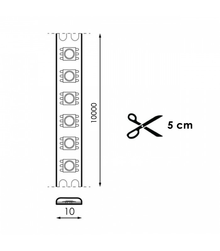 Tira Flexible Led 12W RGB 120Led/m IP20 DC24V -10 Metros-