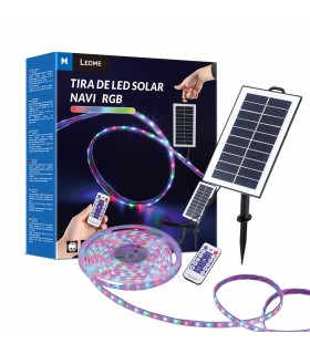 Kit Tira Led Solar 5W 600Lm + Mando IP68 RGB -5 Metros-