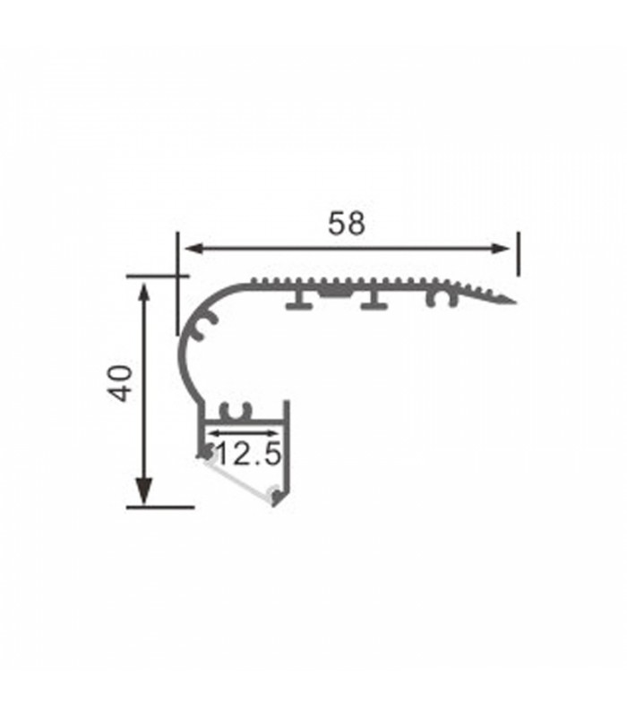 Perfil de Aluminio KUF ESCALERAS Superficie -2 Metros-