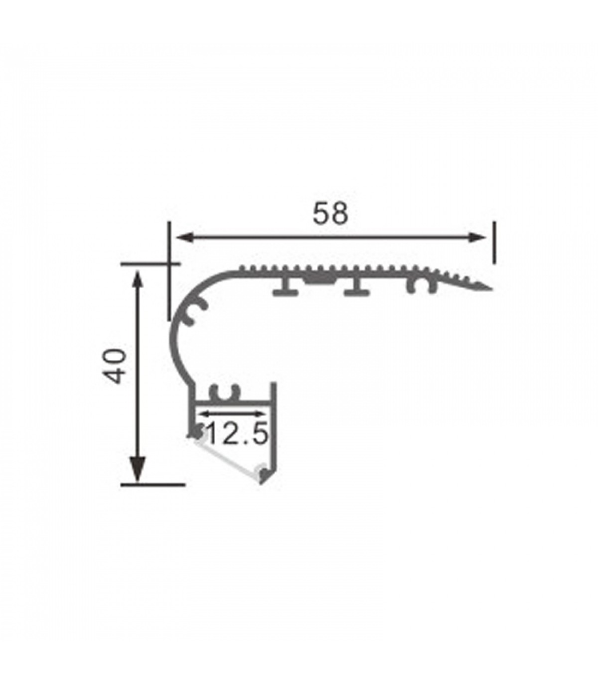 Perfil de Aluminio KUF ESCALERAS Superficie -2 Metros-