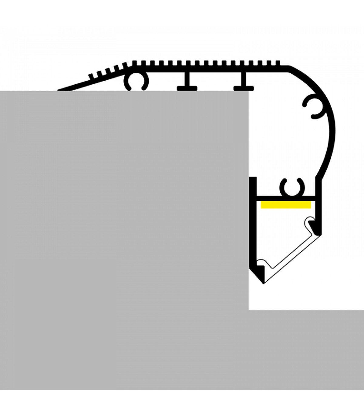 Perfil de Aluminio KUF ESCALERAS Superficie -2 Metros-