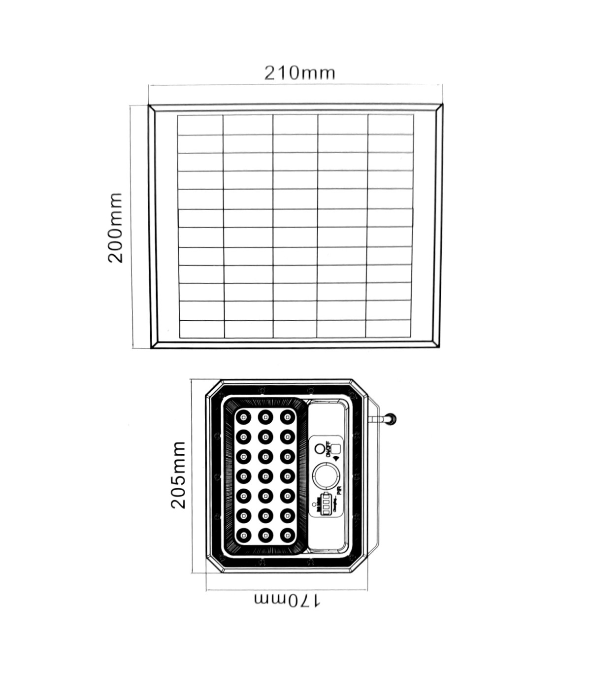 Proyector Led Solar ARAS Sensor 50W/6W 700Lm IP65