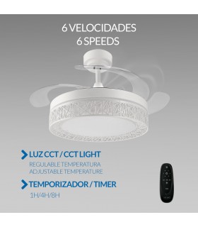 Ventilador White Aqua DC 36W 2800Lm 4 Aspas Blanco CCT