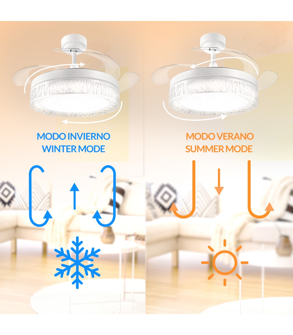 Ventilador White Aqua DC 36W 2800Lm 4 Aspas Blanco CCT