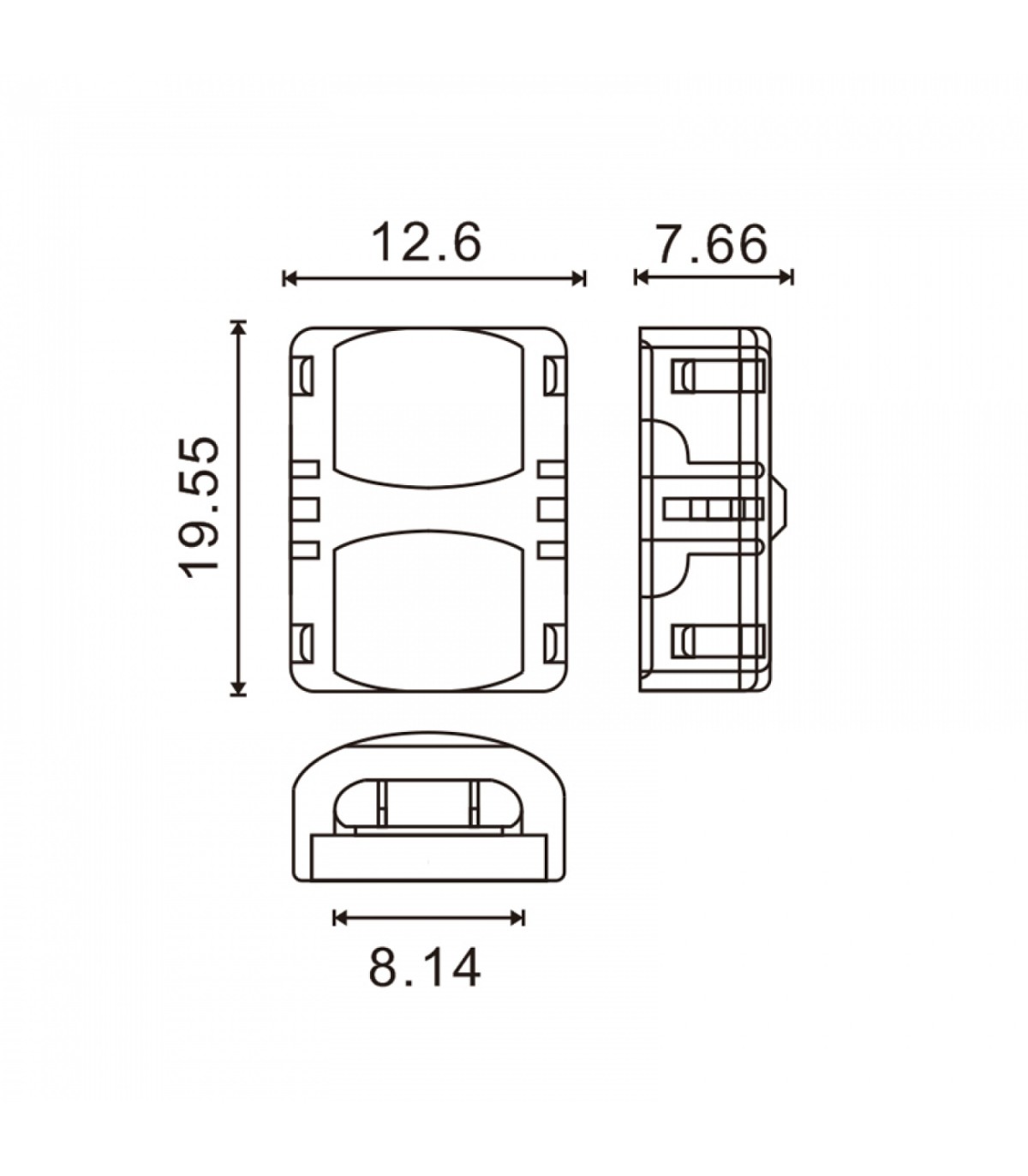 Conector de Hipopótamo Para Tira Led Ip65 8Mm 2Pin
