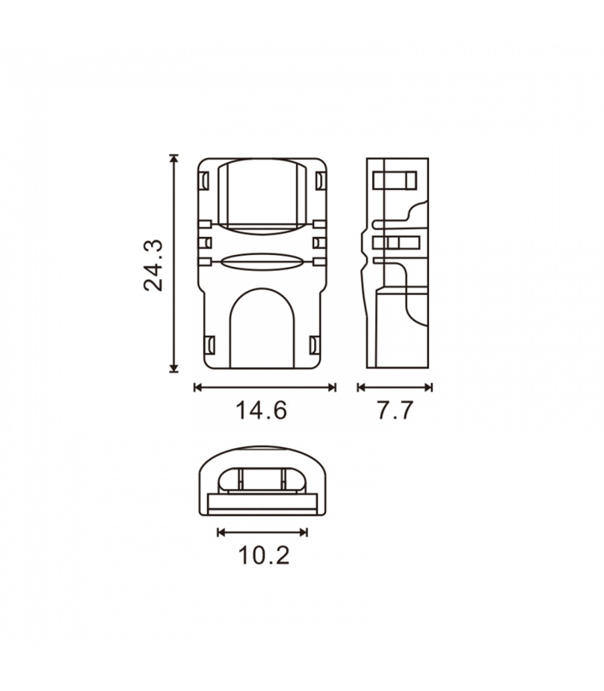 Conector de Hipopótamo Para Tira Led y Cable Ip65 10Mm 2Pin