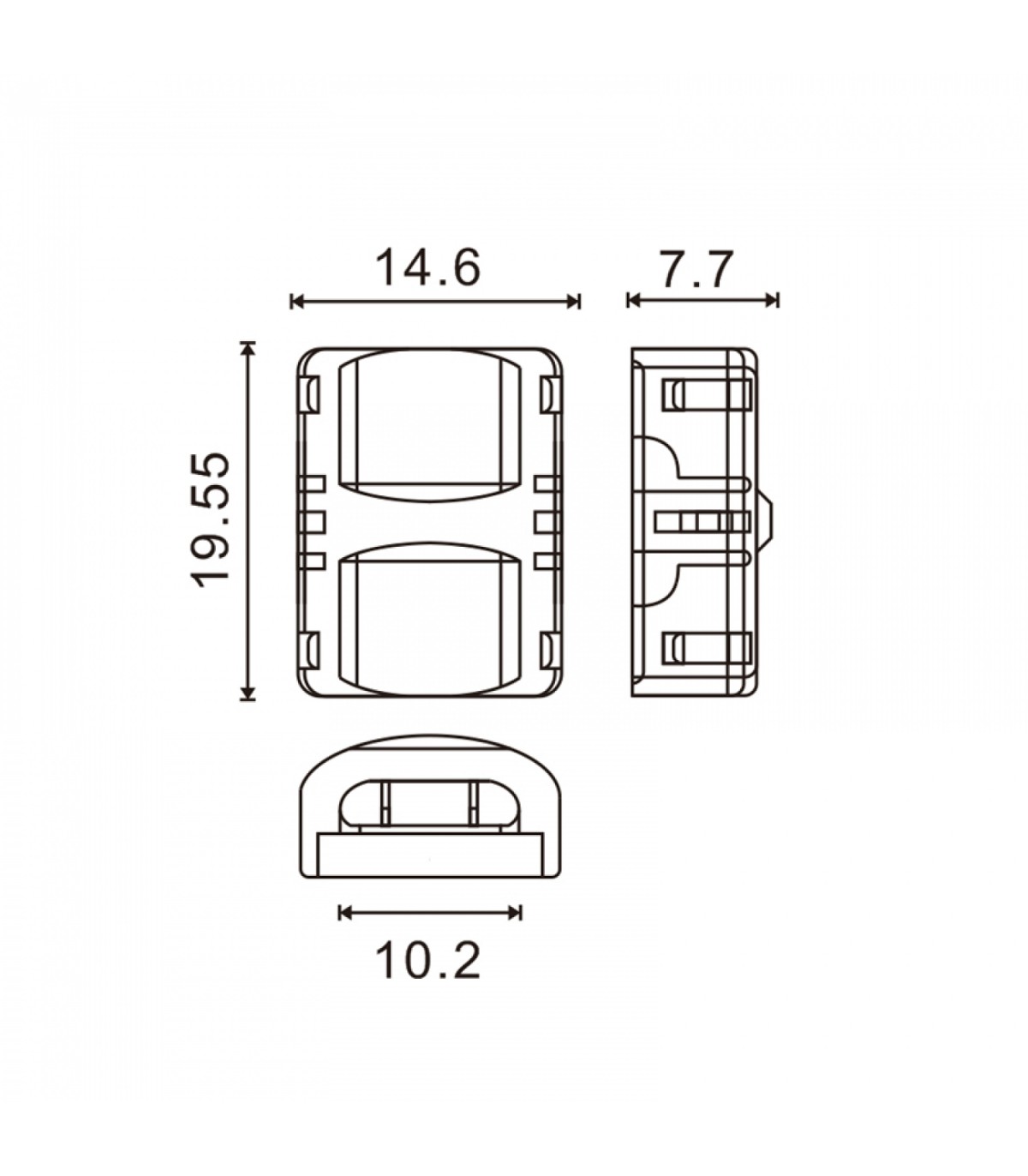 Conector de Hipopótamo Para Tira Led Ip65 10Mm 2Pin