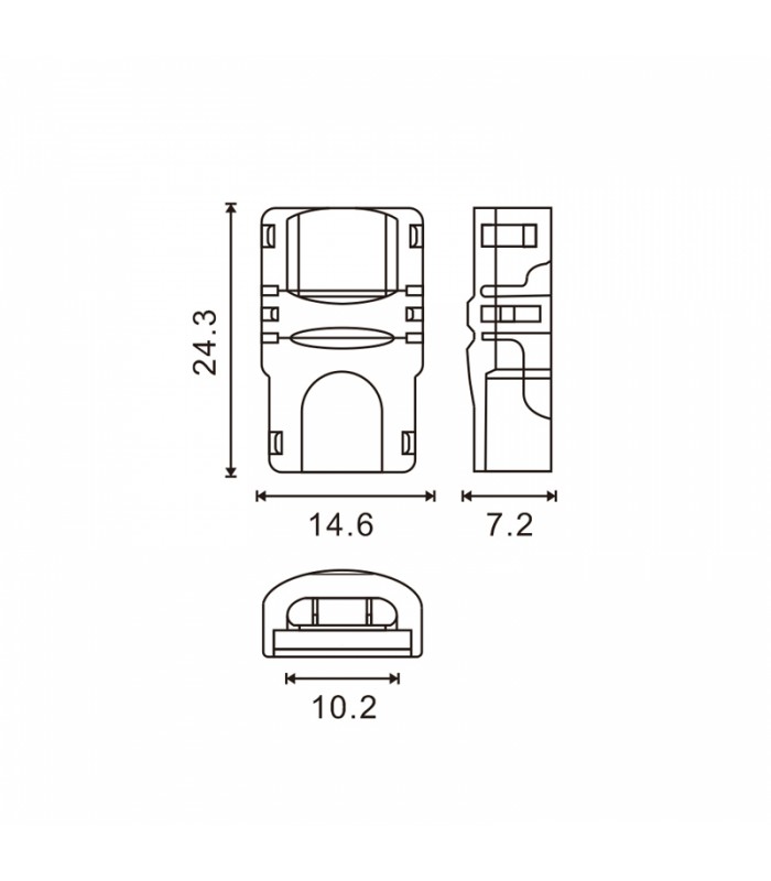 Conector de Hipopótamo Para Tira Led y Cable Ip65 10Mm 3Pin