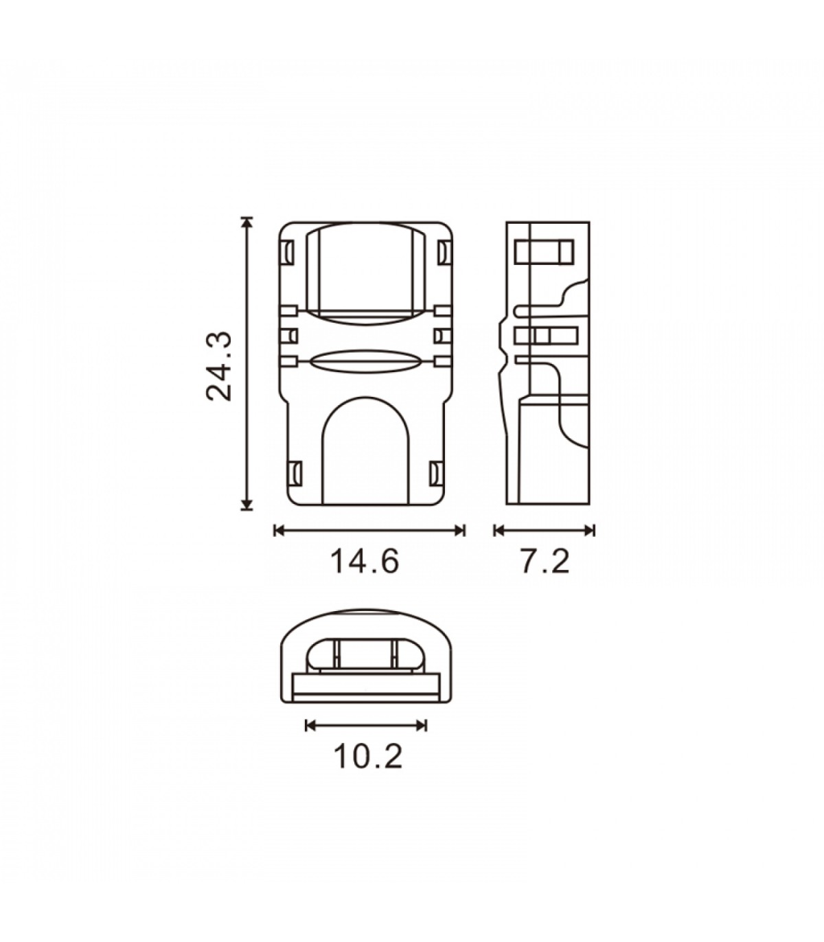 Conector de Hipopótamo Para Tira Led y Cable Ip65 10Mm 3Pin