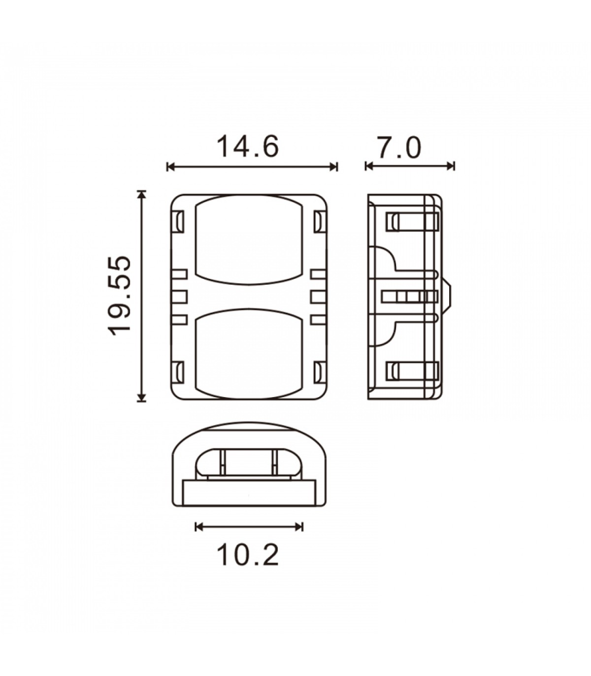 Conector de Hipopótamo Para Tira Led Ip65 10Mm 3Pin