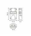Conector de Hipopótamo Para Tira Led y Cable Ip65 12Mm 5Pin