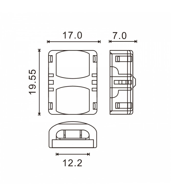 Conector de Hipopótamo Para Tira Led Ip65 12Mm 5Pin