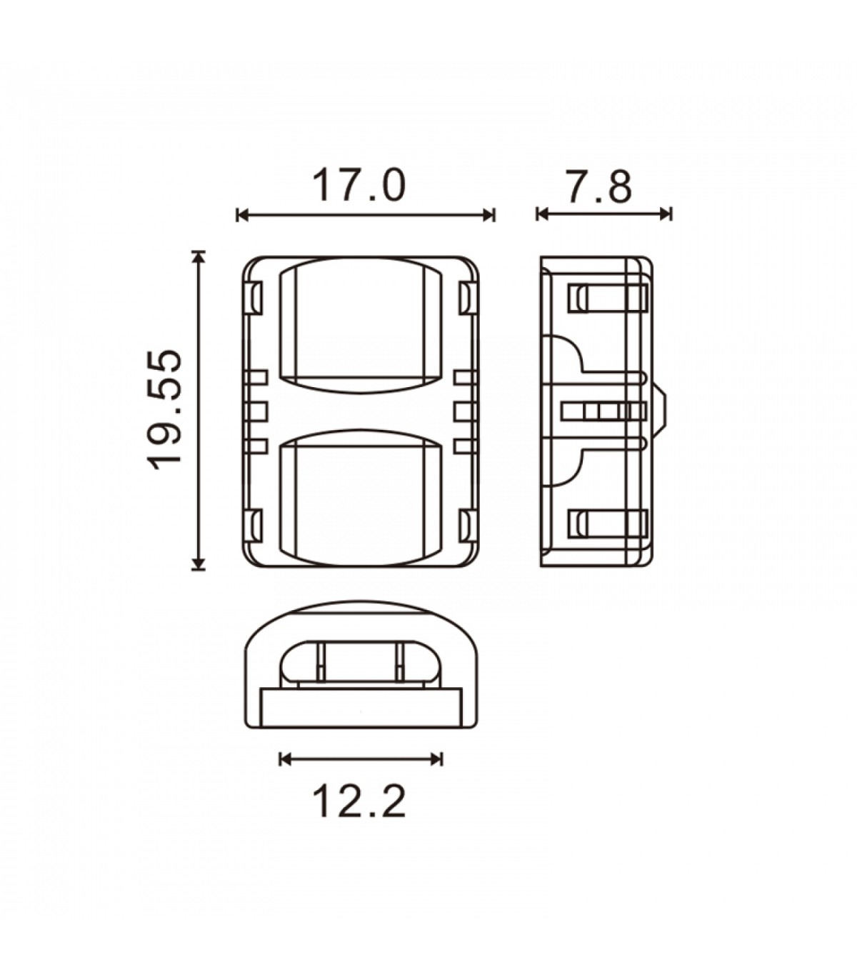 Conector de Hipopótamo Para Tira Led Ip65 12Mm 6Pin