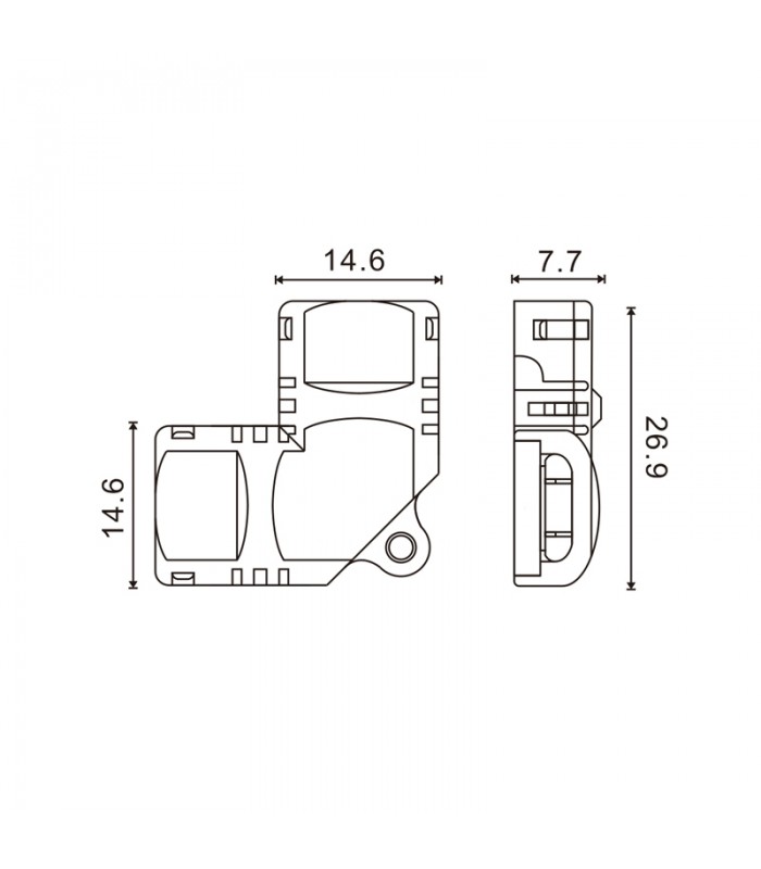 Conector de Hipopótamo L Para Tira Led Ip65 10Mm 4Pin