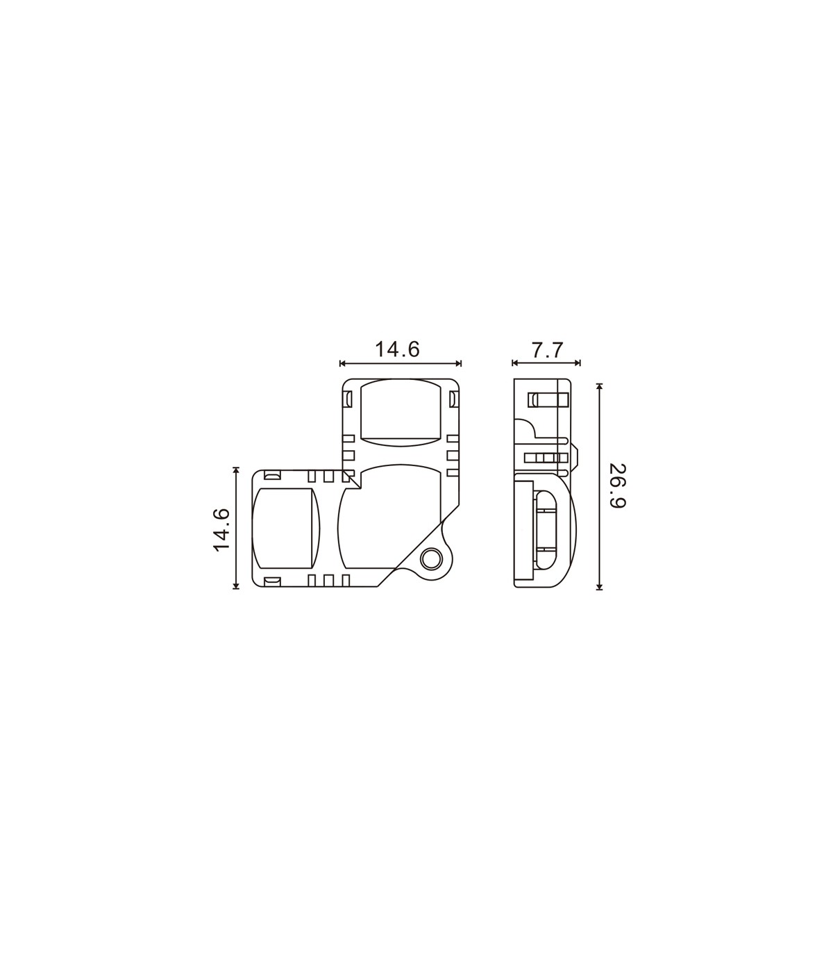 Conector de Hipopótamo L Para Tira Led Ip65 10Mm 4Pin