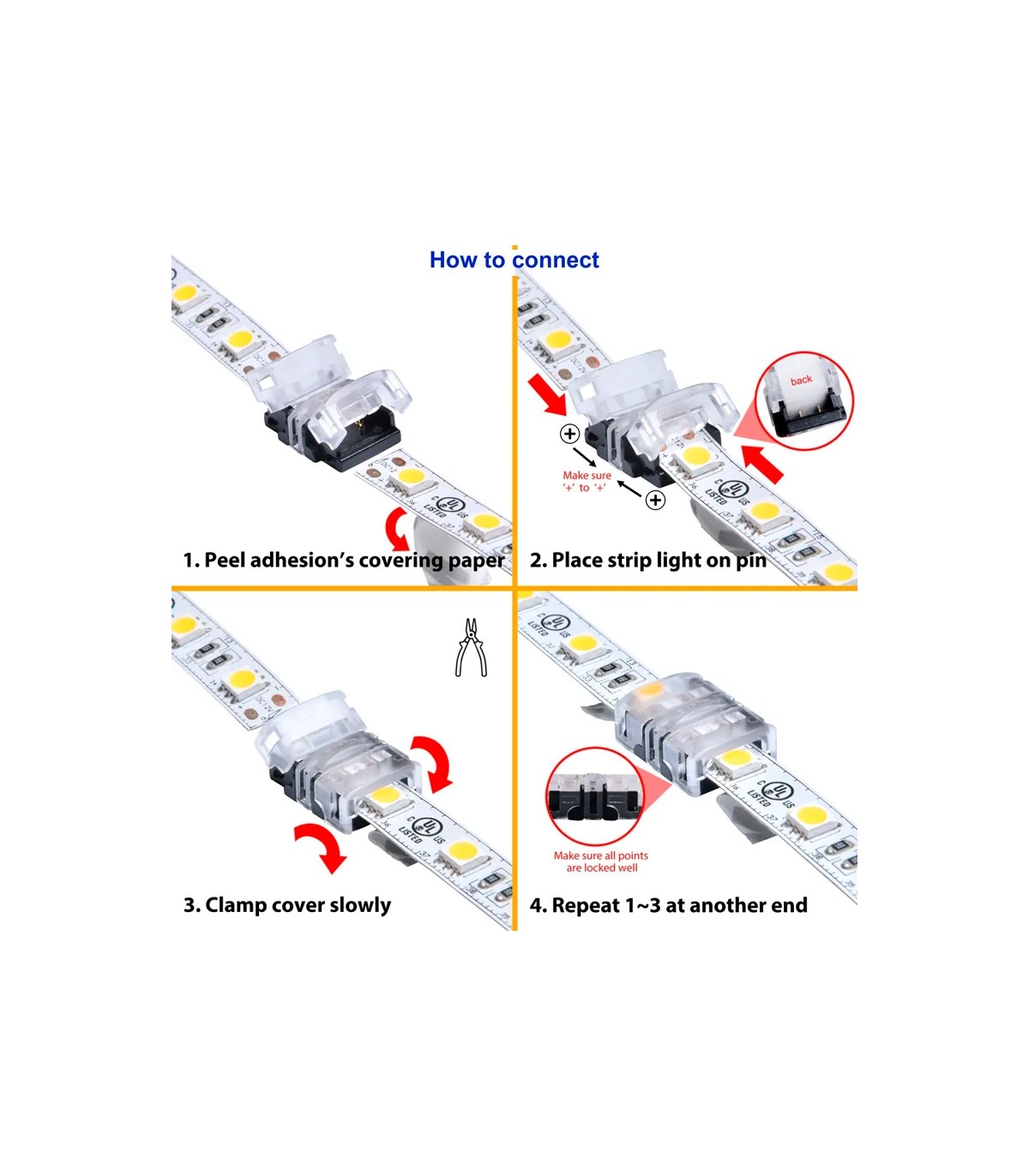 Conector de Hipopótamo L Para Tira Led Ip65 10Mm 4Pin