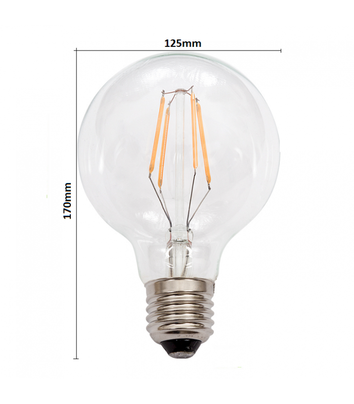 Bombilla LED filamento 8W 1.150Lm 360º  E27 GLOBO G125