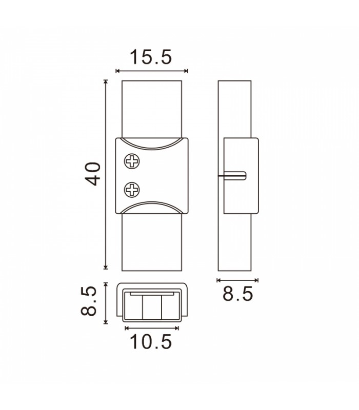 Conector Intermedio Para Tira Led Ip68 10Mm Out 8Mm In 2Pin