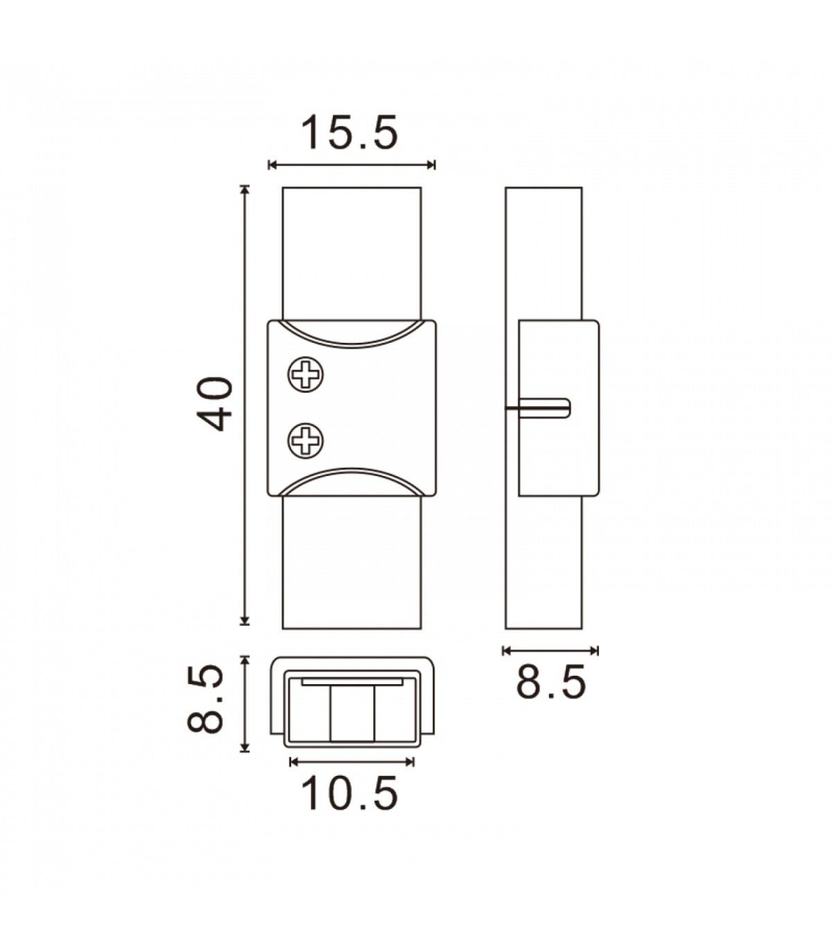 Conector Intermedio Para Tira Led Ip68 10Mm Out 8Mm In 2Pin