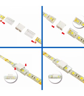 Conector Intermedio Para Tira Led Ip68 10Mm Out 8Mm In 2Pin