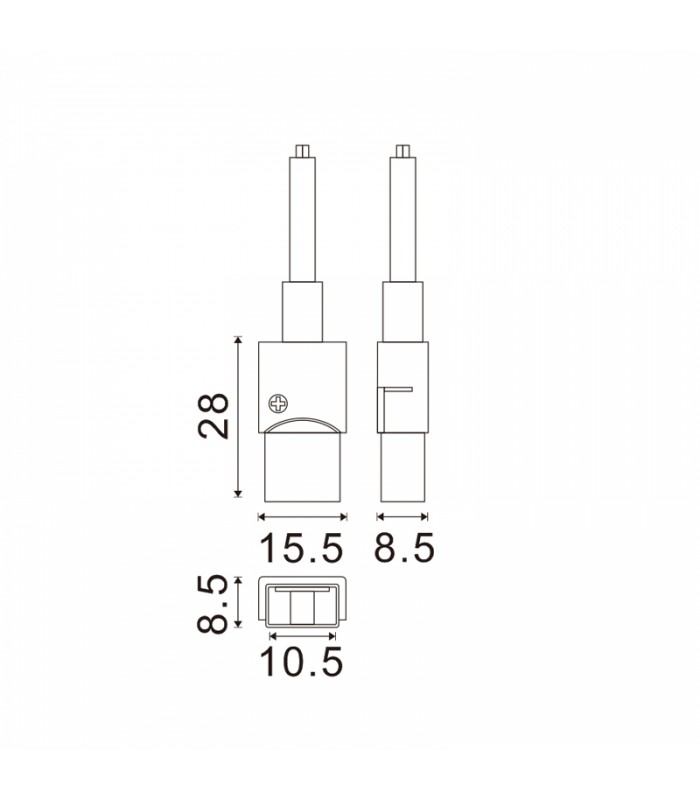 Conector Intermedio Con Cable Para Tira Led Ip68 10Mm Out 8Mm In 2Pin