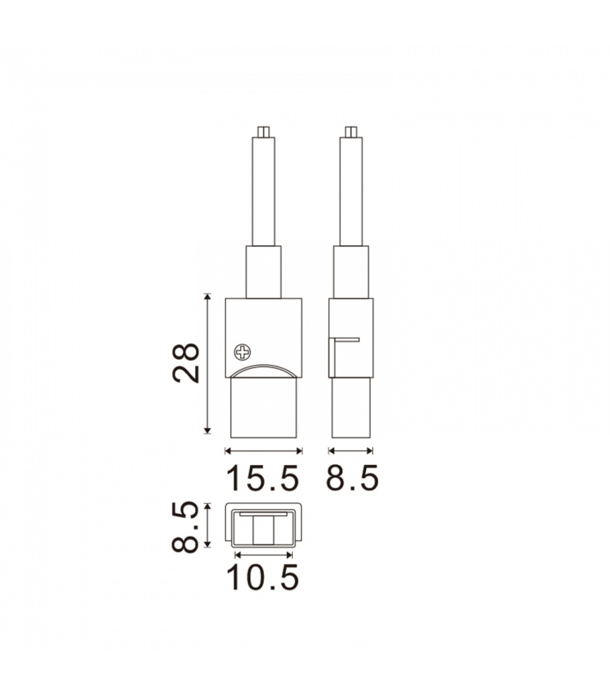 Conector Intermedio Con Cable Para Tira Led Ip68 10Mm Out 8Mm In 2Pin