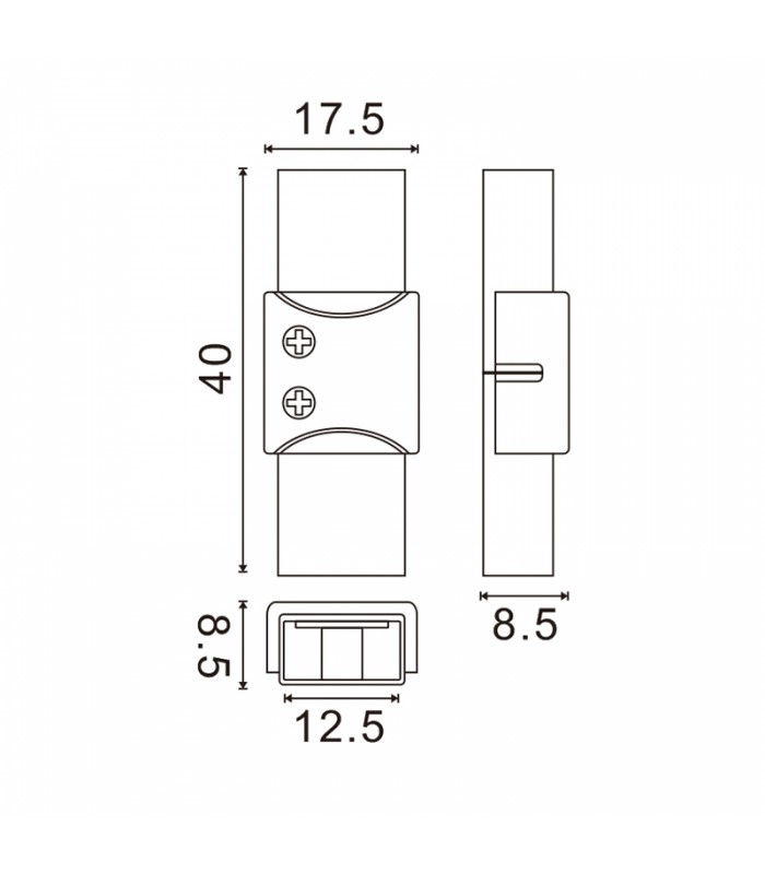 Conector Intermedio Para Tira Led Ip68 12Mm Out 10Mm In 2Pin